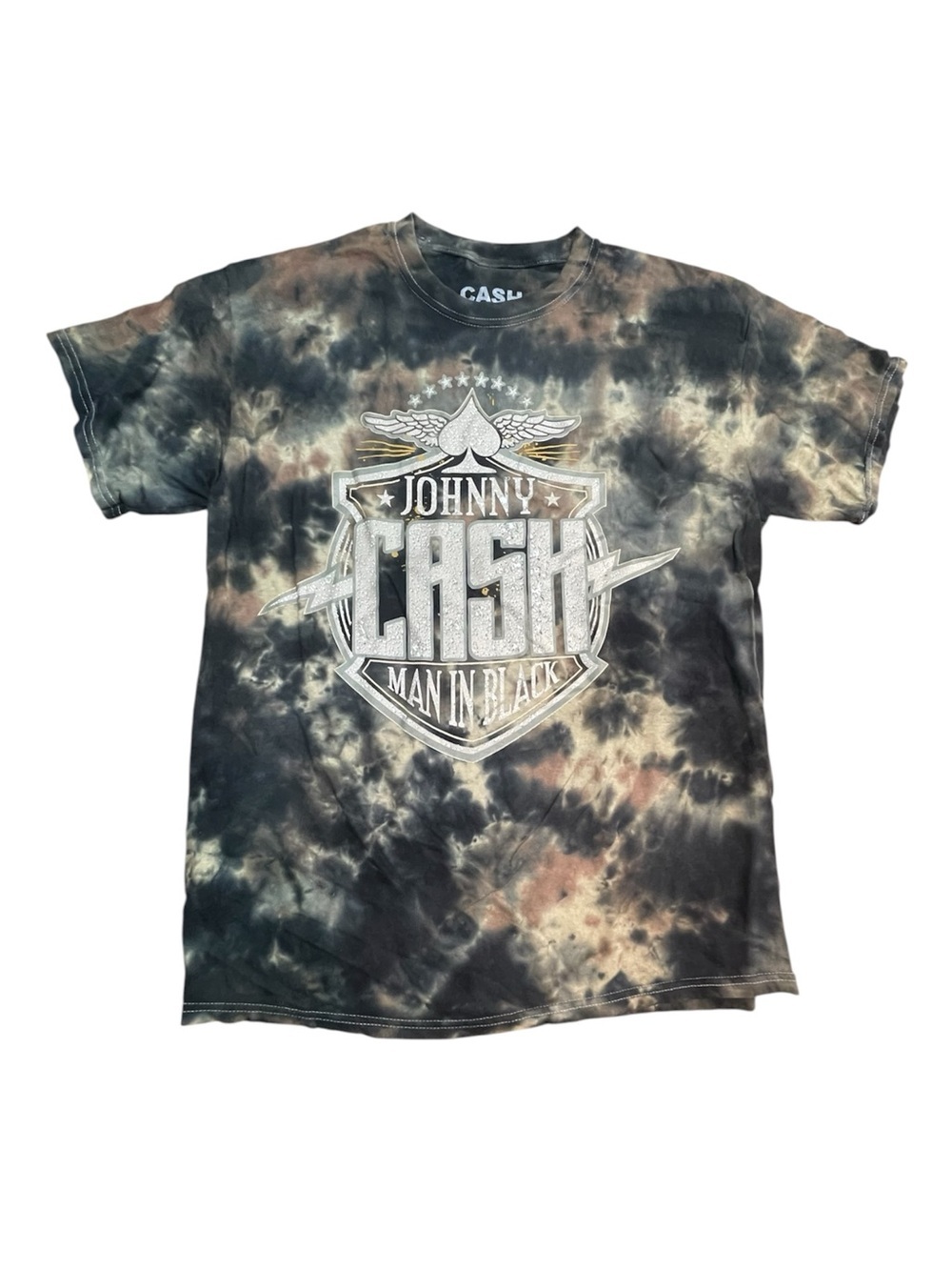 Johnny Cash Tie-Dye Graphic Tee - Size: Large Man in Black